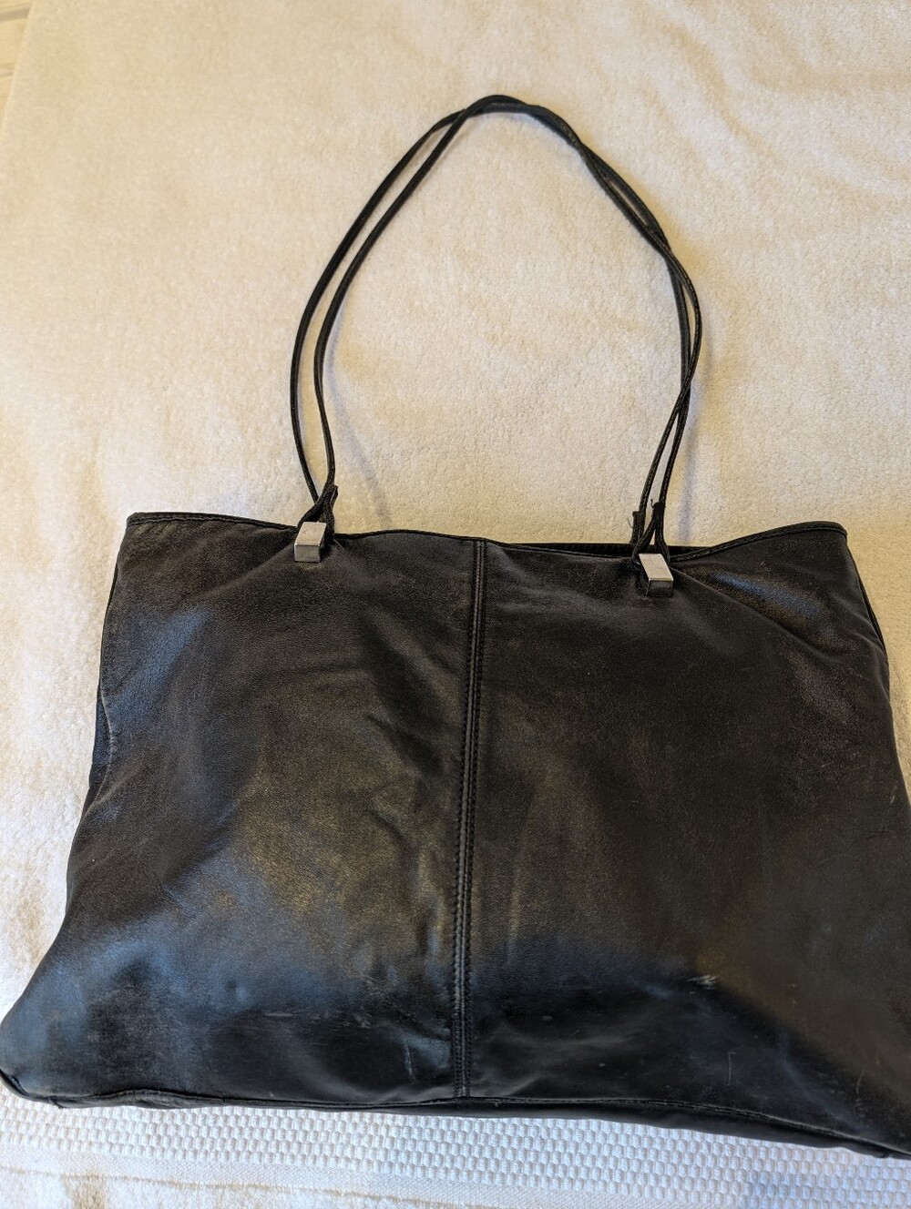 Vintage Francesco Biasia Black Leather Shoulder Bag 90s Italian Minimalist Tote